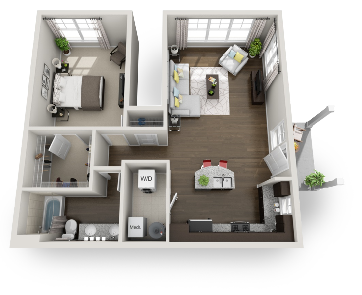 studio apartment floor plans 3d