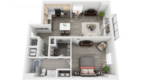 1 bedroom 3d apartment floor plan