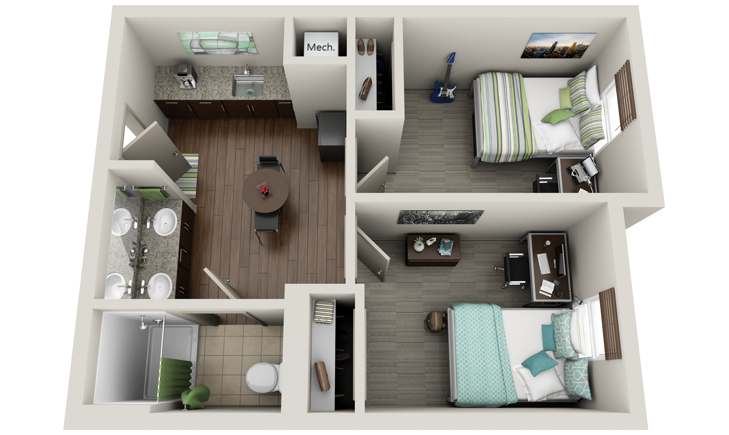 2 Student Housing 3Dplans com