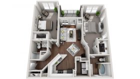 2 bedroom 3d apartment floor plan