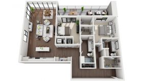 modern apartment 3d floor plan