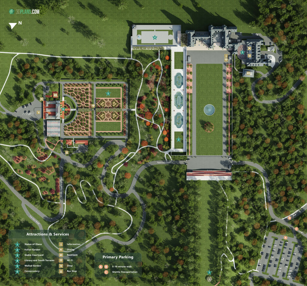 A Map of the Biltmore Estate - Biltmore Gardens Trails Web Ready 1024x952 